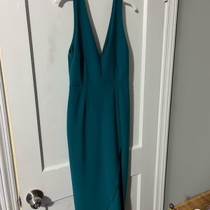 Abercrombie v neck plunge midi dress in turquoise